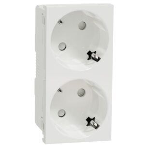 2xPriza modulara 2P+E, fara surub cu obturator Schneider Noua Unica NU306618, alb
