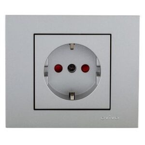 Priza Schuko Ovivo Grano Metalic OV00127, 16A, argintiu