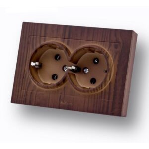 Priza Schuko Dubla ST Grano Ovivo OV00401, 10A, 250V, IP20, Woods nuc