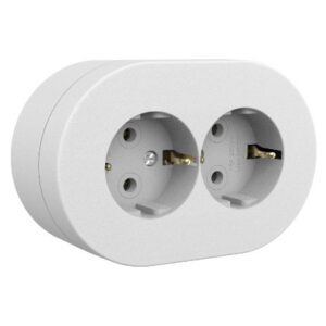 Priza Schuko Dubla PT xOne Ovivo OV00866, 16A, 250V, IP54, alb / 406-010000-907