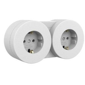 Priza Schuko dubla modulara PT xOne Ovivo OV00871, 16A, 250V, IP54, alb