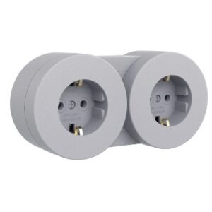 Priza Schuko dubla modulara PT xOne Ovivo OV00917, 16A, 250V, IP54, gri
