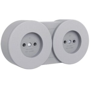Priza fara CP dubla modulara PT xOne Ovivo OV00926, 16A, 250V, IP54, gri