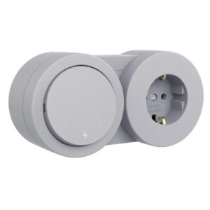 Intrerupator Cap Scara si Priza Schuko PT xOne Ovivo OV00927, 10A, 250V, IP20, gri