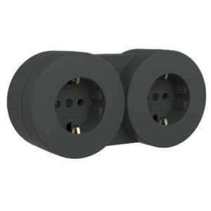 Priza Schuko dubla modulara PT xOne Ovivo OV00963, 16A, 250V, IP54, antracit