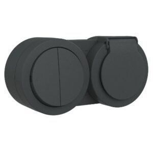 Comutator + priza Schuko cu capac xOne Ovivo OV00966, 250V, 16A, IP54 antracit