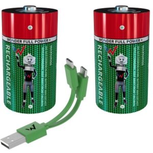 Pachet Baterii 2 Bucati D/LR20 cu Cablu USB-C Reincarcabile