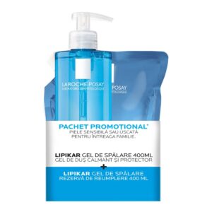 Pachet Gel de dus calmant si protector Lipikar La Roche-Posay, 400 ml + Rezerva, 400 ml