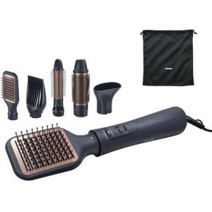 Perie Aer Cald Seria 5000 1000W Include 5 Accesorii Diametru Perie 38mm Ceramica 220-240V 3 Trepte Temperatura 2 Trepte Viteza Negru/Auriu