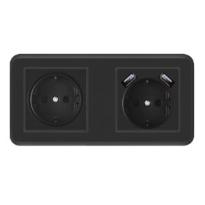 Priza Techstar® PCU2, Dubla, 2 x USB, 2.1 A, Culoare Negru, Policarbonat, 16A