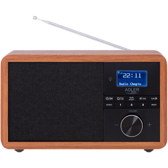 Radio AD 1184 DAB+ Bluetooth LCD Ceas Alarme Duble USB Maro