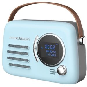 Radio FM/DAB Portabil Vintage 30W Bluetooth/Aux Albastru