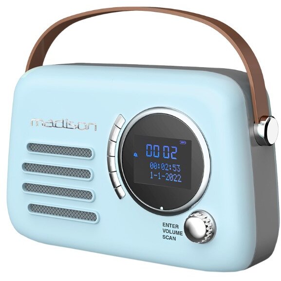 Radio FM/DAB Portabil Vintage 30W Bluetooth/Aux Albastru