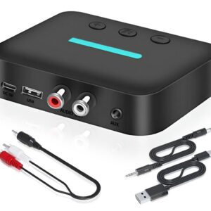 Receiver Audio Bluetooth Techstar T88, Bluetooth 5.3, AUX 3.5mm + RCA L/R, USB Play (U-Disk), USB-C 5V, Distanta 10m, Stereo HiFi