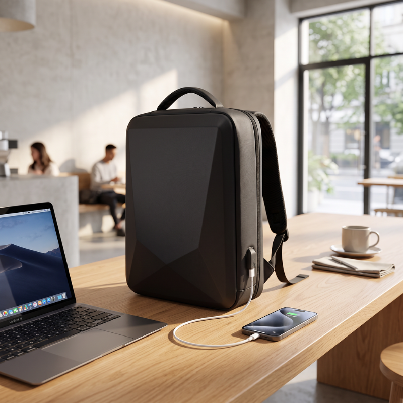 Rucsac calatorie si laptop cu port USB, 42x32x13 cm, bagaj de mana Wizz Air si Ryanair, impermeabil, Negru