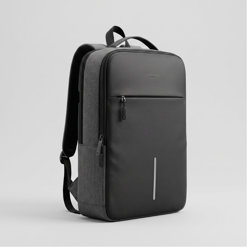 Rucsac Laptop Business cu Port USB, Slim, 45x31 cm, Compartimente multiple, Gri-Negru