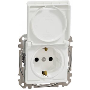 Priza 2P+E cu obturatoare si capac Schneider Sedna Design SDD111023, alb