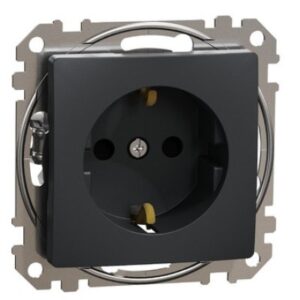 Priza 2P+E cu obturatoare, Schneider, SDD114022, Sedna Design, 16A, 250V, borne automate, antracit