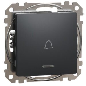 Intrerupator cu revenire Schneider Sedna Design SDD114131L cu simbol sonerie si indicator LED luminos albastru, antracit