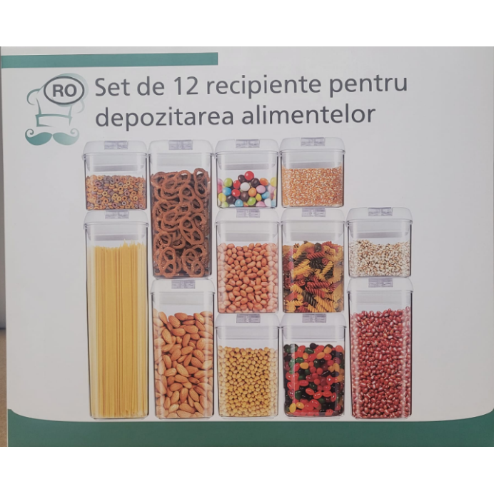 Set 12 Recipiente Pentru Depozitare Alimente Fara BPA Transparent