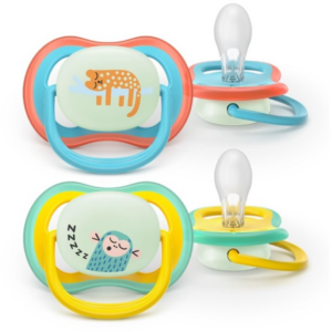 Set 2 Suzete Ultra Air NightTime 18 Luni Capac Fosforescent Fara BPA