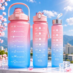 Set 3 sticle apa pentru sport cu mesaje motivationale