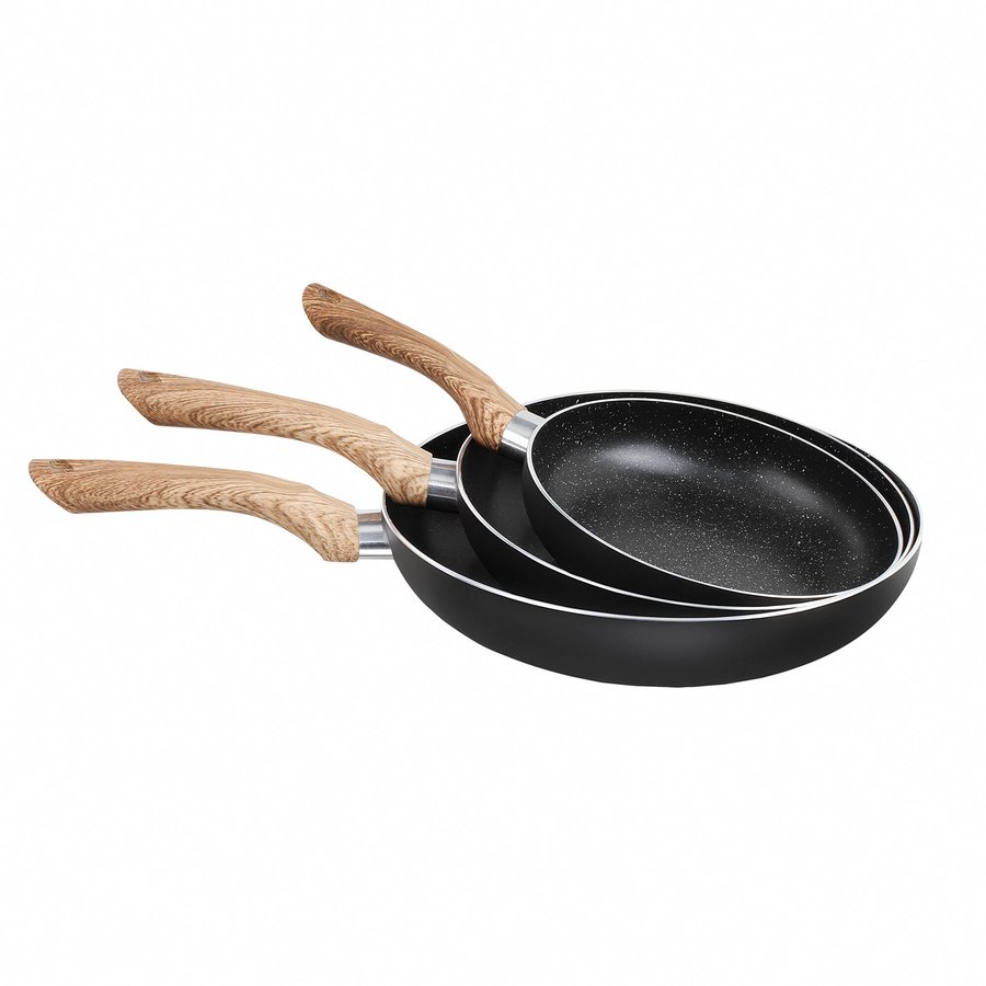 Set 3 Tigai Aluminiu Lemn 20 24 28cm Black