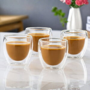 Set 4 Pahare Cafea cu Pereti Dubli 150 ml