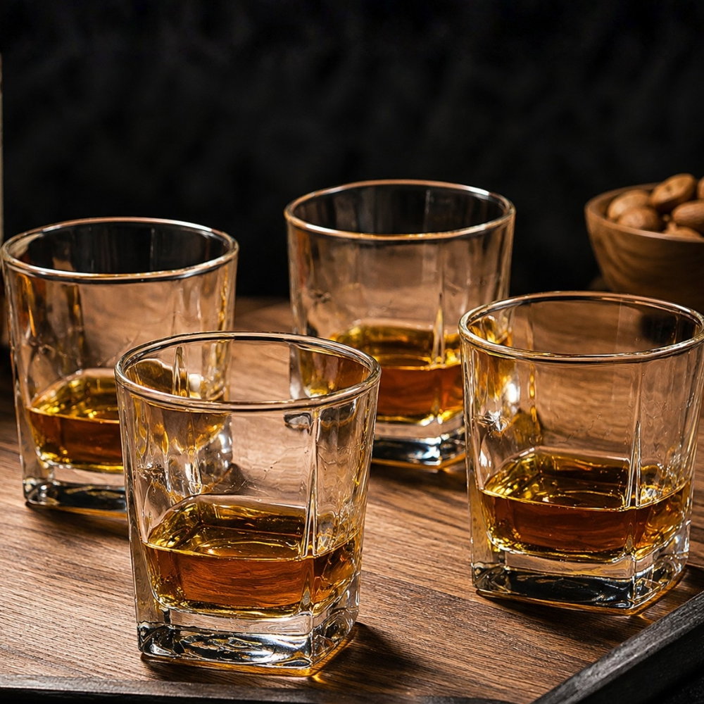 Set 4 Pahare whiskey Large Square