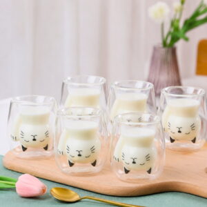 Set 6 Pahare cu Pereti Dubli Black Cat
