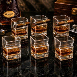 Set 6 pahare whiskey cu Suport Trabuc