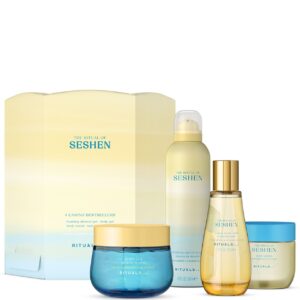 Set cadou Rituals Seshen Gift Gel de dus spuma 200ml, Exfoliant pentru corp 200ml, Gel de corp 200ml, Spray pentru par si corp 100ml