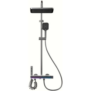 Set de Dus MZ130GR cu Baterie Display LED Afisaj Digital 4 Moduri Argintiu