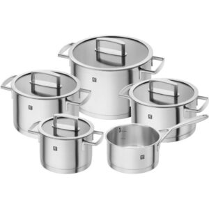 Set 4 Oale Capace Sticla + 1 Cratita Otel Inoxidabil 1.5l Argintiu