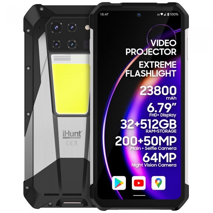 Smartphone Tank 3 PRO 5G Dual SIM 6.79Inch Videoproiector Laser Integrat 16GB 512GB Negru/Gri