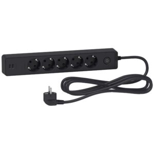 Prelungitor Unica 2P+E, 5 prize + 2 USB + intrerupator, 3m, antracit Schneider ST945U3B