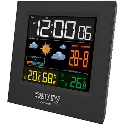Statie Meteo CR 1166 Ceas Data Temperatura Umiditate Negru