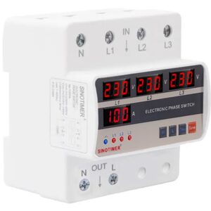 Releu tifazic, SINOTIMER, cu comutare de faza, alege cea mai buna faza, 63A, recuperare automata STVP-935S-63A