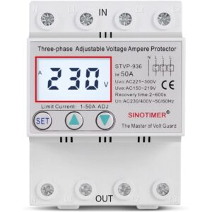 Releu TRIFAZIC siguranta digitala de protectie tensiune, Sinotimer, 380V, 1- 50A, STVP-936-50A, recuperare automata