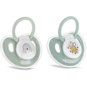 Set 2 Suzete cu Capac Silicon Moale 0 Luni+ Iceberg Green
