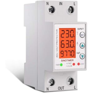 Releu siguranta digitala de protectie tensiune, Sinotimer, programabil intre 1-63A, 220V, recuperare automata, SVP-977 SVP977L-63A