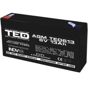 Acumulator AGM VRLA 6V 13A F1 TED Battery Expert Holland TED003010 TED613