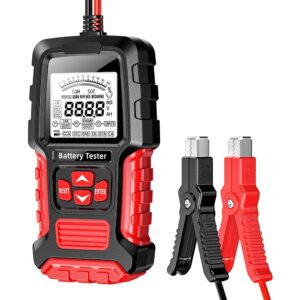 Tester Inteligent de Baterii Foxsur FBT-300, 12V/24V, pentru Auto și Motociclete, cu Ecran LCD 2.7", Compatibil cu Baterii VRLA/GEL/AGM/EFB/STD, Negru/Rosu