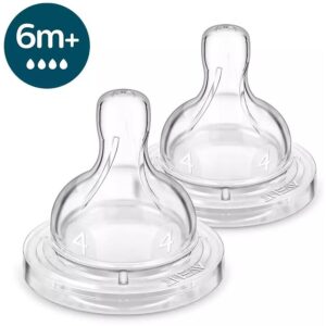 Set 2 Tetine SCY764/02 Anti-colici Debit 4 Silicon fara BPA 6 Luni+ Transparent
