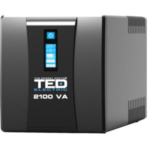 UPS TED Electric 2100VA / 1200W cu 2 iesiri schuko si display LCD TED-2100, repornire automata, 2x 9Ah TED004659