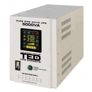 UPS pentru centrala termica (pe lemne / gaz) TED Electric 5000VA / 3500W utilizeaza 2 acumulatori (neinclusi), unda sinusoida pura TED001689