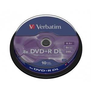 Blank Dvd+R Verbatim Dl 8x 8.5gb 10pk Spindle Matt Silver 43666