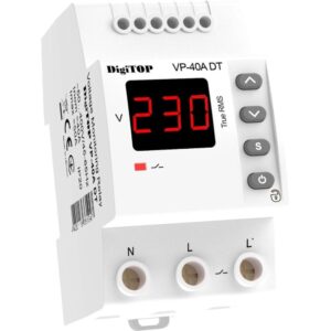 Releu protectie tensiune, monofazat, 40A, 1 secventa, 2P, 230V Digitop VP-40A DT