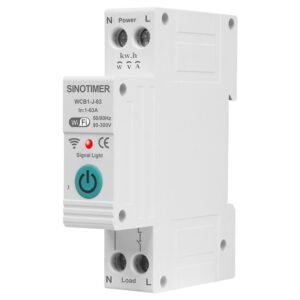 Intrerupator inteligent 63A AC220V, WiFi aplicatie Tuya, temporizator pornit-oprit, protectie curent, contor enegie KWH SINOTIMER WCB1-J-63